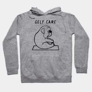 Funny Bulldog Self Care yoga Hoodie